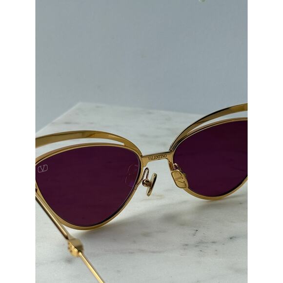 NEW Valentino V-Glassliner VLS118-B Gold Cat Eye Sunglasses $1300 main image 4